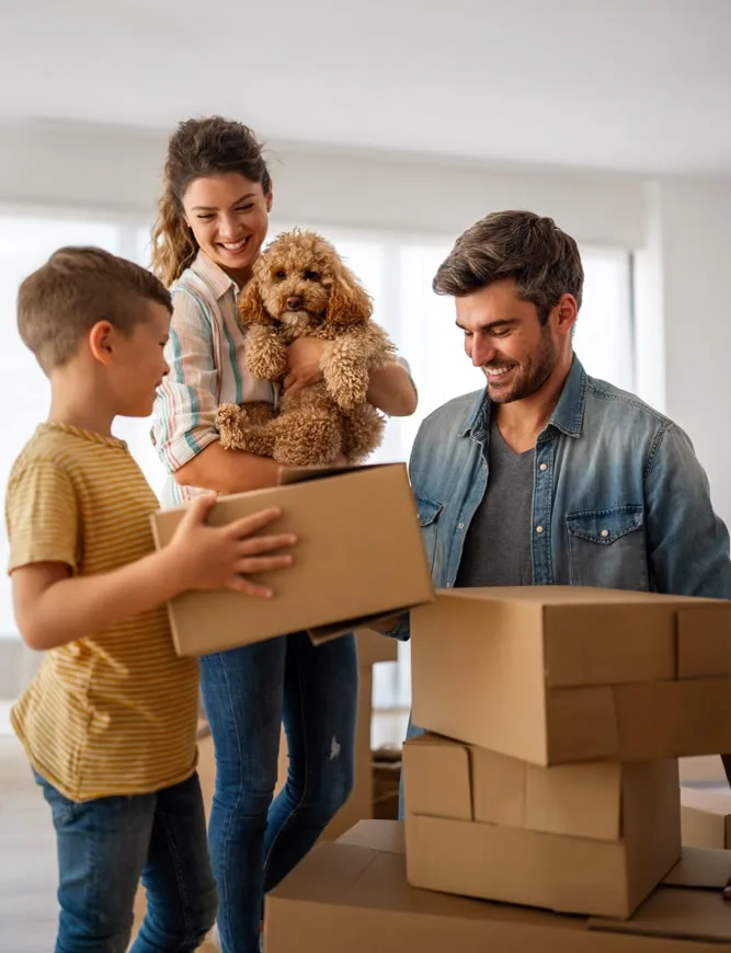Family moving into their new home